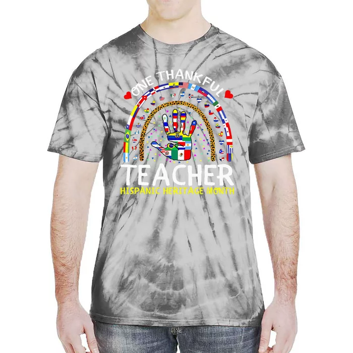 Hispanic Heritage Month Teacher Hands All Countries Flags Tie-Dye T-Shirt