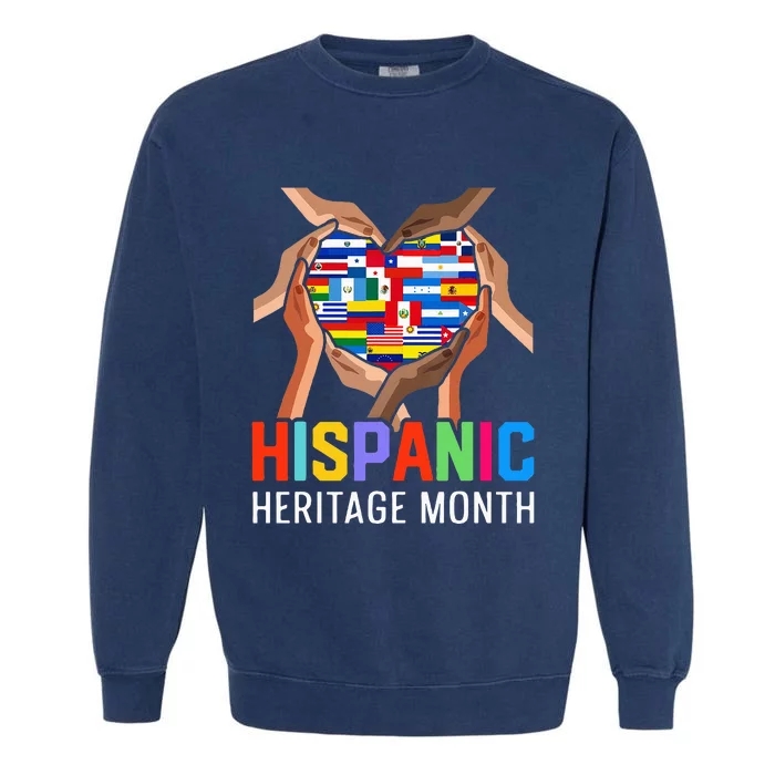 Hispanic Heritage Month All Countries Heart Hands Garment-Dyed Sweatshirt