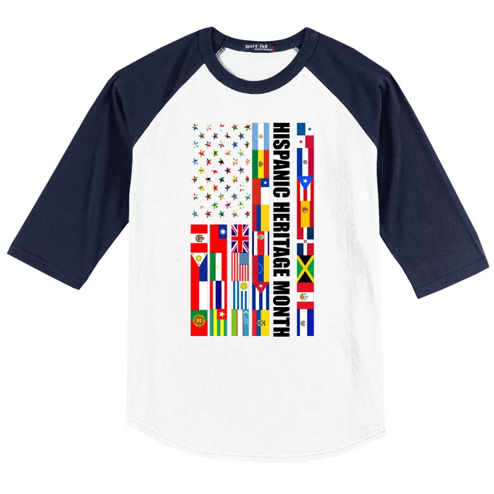 Hispanic Heritage Month Countries United Flag Baseball Sleeve Shirt