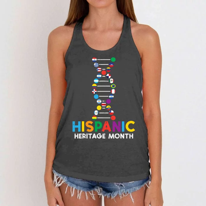 Hispanic Heritage Month DNA Flags Latino Pride Women's Knotted Racerback Tank