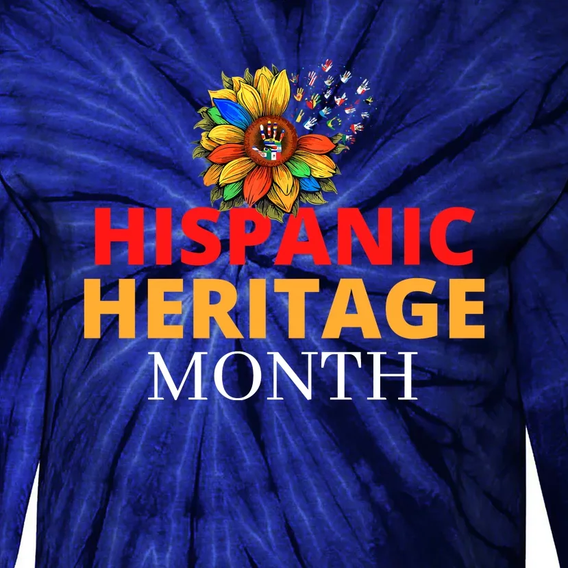 Hispanic Heritage Month Latino Countries Flag Sunflower Tie-Dye Long Sleeve Shirt