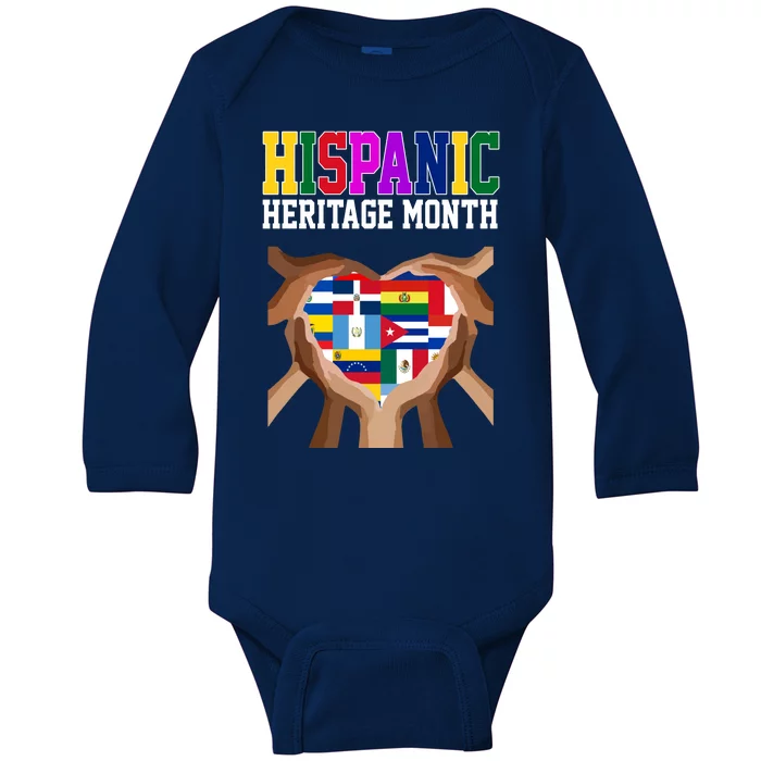 Hispanic Heritage Month Heart Hands Baby Long Sleeve Bodysuit