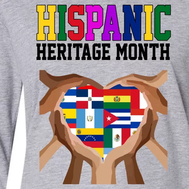 Hispanic Heritage Month Heart Hands Womens Cotton Relaxed Long Sleeve T-Shirt