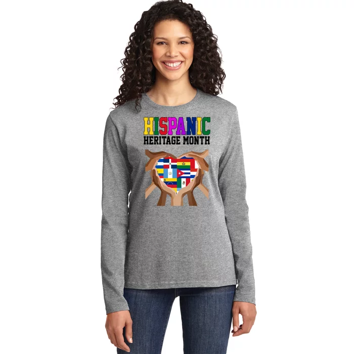 Hispanic Heritage Month Heart Hands Ladies Long Sleeve Shirt