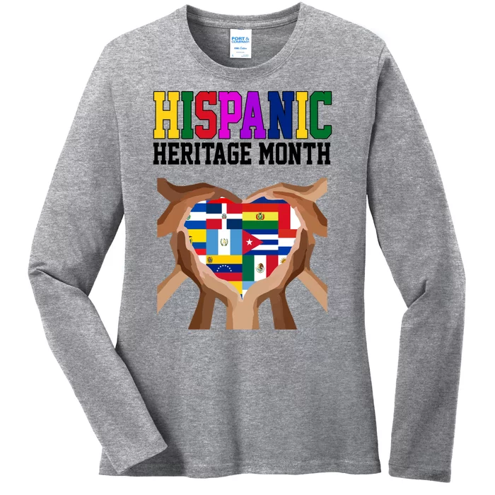 Hispanic Heritage Month Heart Hands Ladies Long Sleeve Shirt