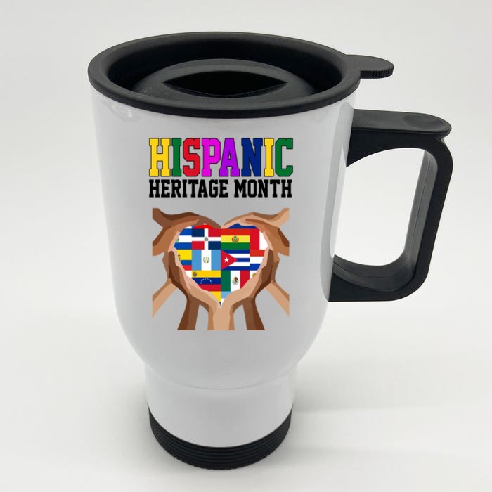 Hispanic Heritage Month Heart Hands Front & Back Stainless Steel Travel Mug