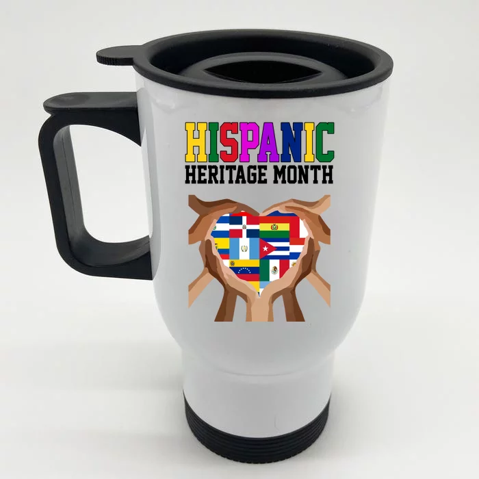 Hispanic Heritage Month Heart Hands Front & Back Stainless Steel Travel Mug