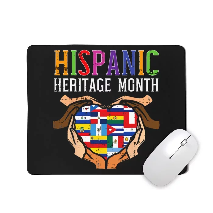 Hispanic Heritage Month Hands Heart Flags Men Women Kids Mousepad