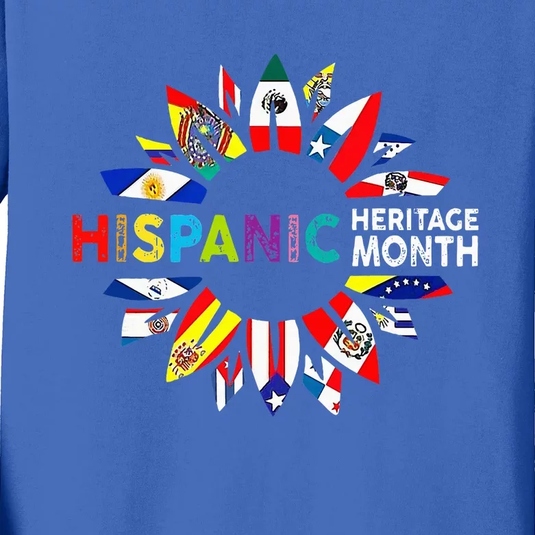 Hispanic Heritage Month Sunflower Latinx Spanish Kids Long Sleeve Shirt