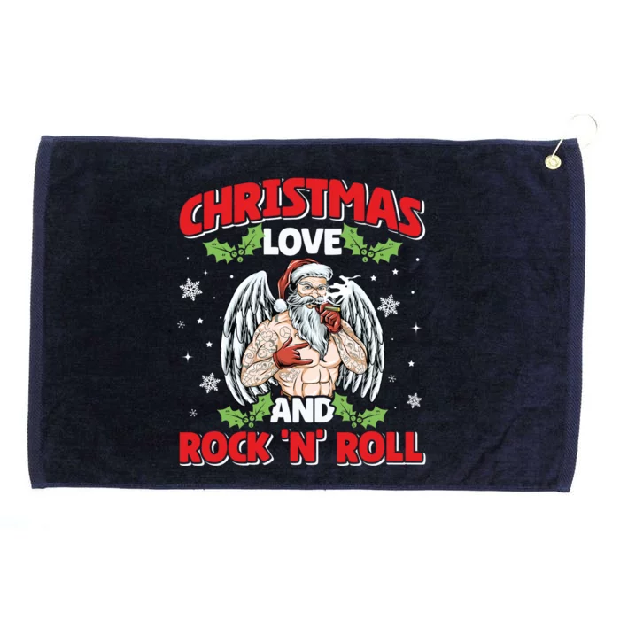 Heavy Hard Metal Santa Christmas Love And Rock N Roll Funny Gift Grommeted Golf Towel