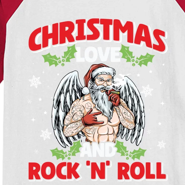 Heavy Hard Metal Santa Christmas Love And Rock N Roll Funny Gift Kids Colorblock Raglan Jersey