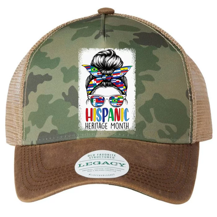 Hispanic Heritage Month Flags Messy Bun Hispanic Girl Legacy Tie Dye Trucker Hat