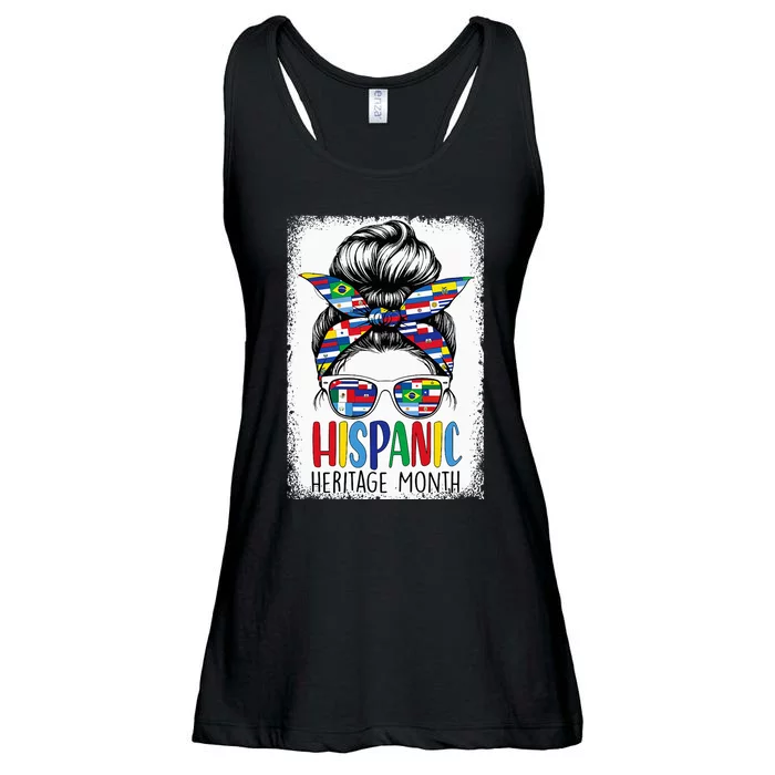 Hispanic Heritage Month Flags Messy Bun Hispanic Girl Ladies Essential Flowy Tank