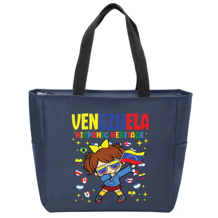 Hispanic Heritage Month Venezuela Flag Venezuelan Girl Zip Tote Bag