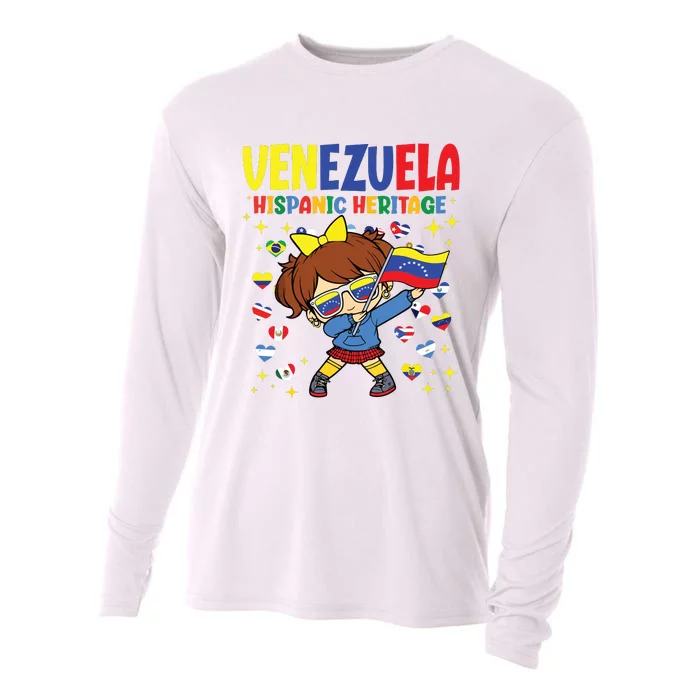 Hispanic Heritage Month Venezuela Flag Venezuelan Girl Cooling Performance Long Sleeve Crew