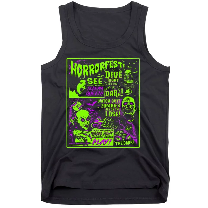 Horrorfest Halloween Movie Poster Old Time Horror Tank Top