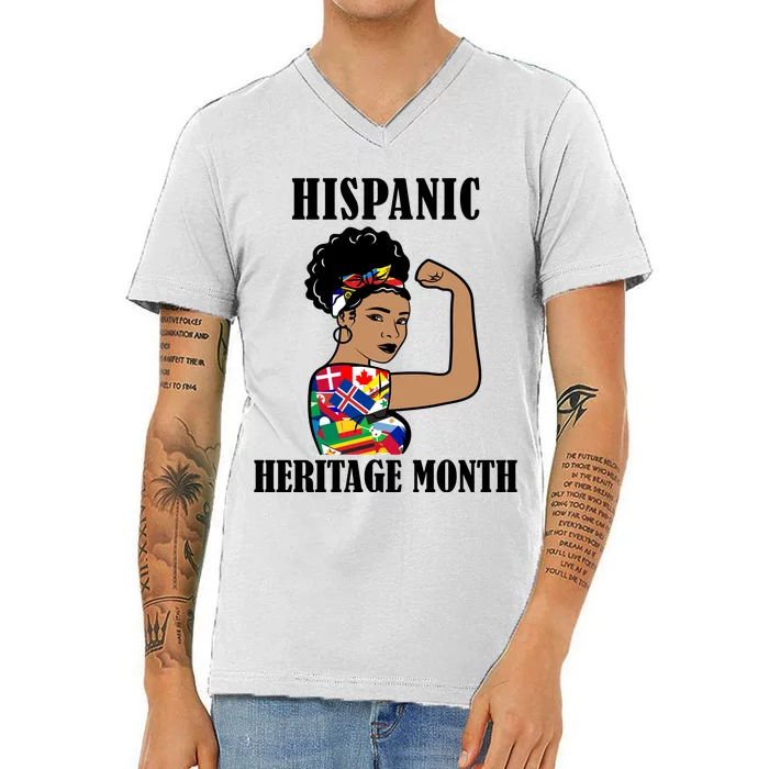 Hispanic Heritage Month Strong V-Neck T-Shirt