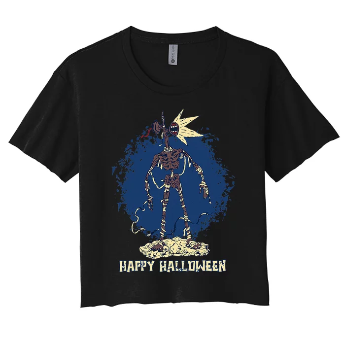 Happy Halloween Mummy Siren Head Costume For Kids Birthday Women's Crop Top Tee