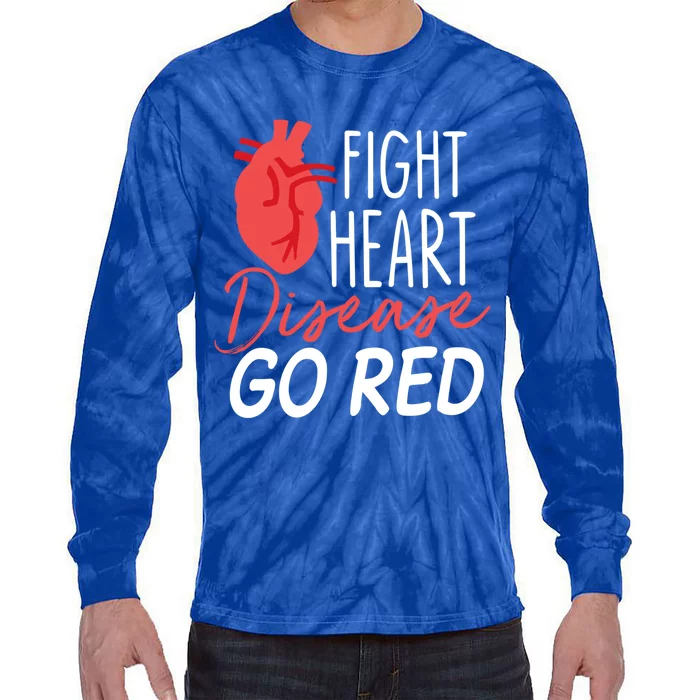 Heart Health Month Gift Go Red Gift Heart Disease Awareness Gift Funny Gift Tie-Dye Long Sleeve Shirt