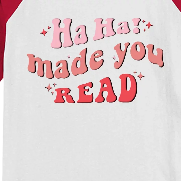 Ha Ha Made You Read Funny Reading Teacher Kids Colorblock Raglan Jersey