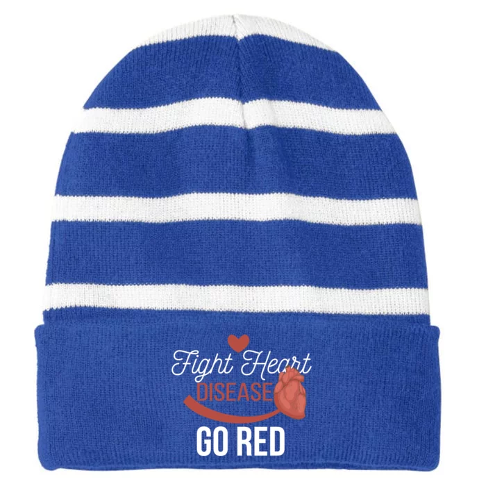 Heart Health Month Great Gift Go Red Great Gift Heart Disease Awareness Gift Striped Beanie with Solid Band