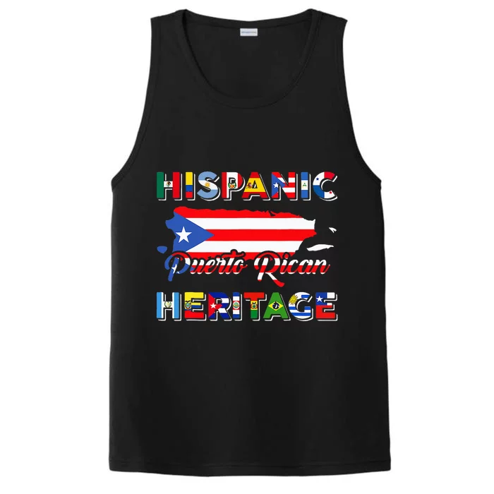 Hispanic Heritage Month Puerto Rican Puerto Rico Flag Pride Performance Tank