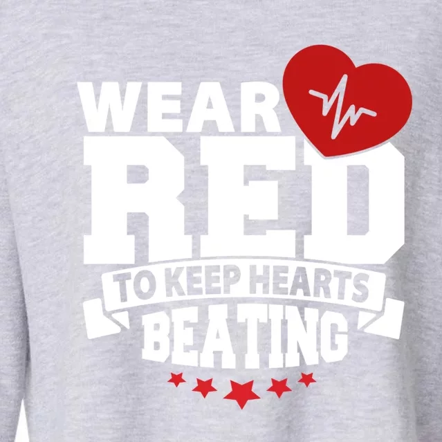 Heart Health Month Gift Wear Red Gift Heart Disease Awareness Gift Cropped Pullover Crew