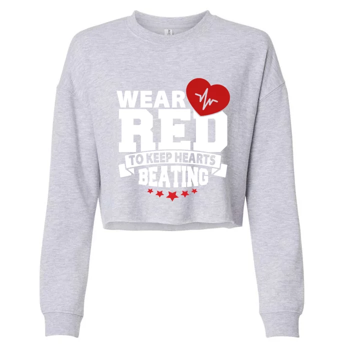 Heart Health Month Gift Wear Red Gift Heart Disease Awareness Gift Cropped Pullover Crew