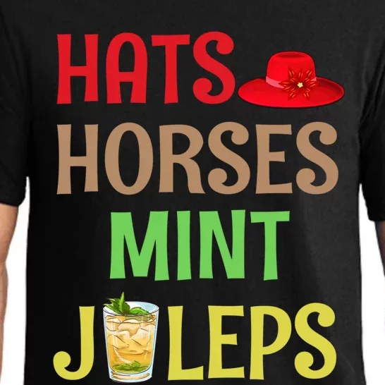 Hats Horses Mint Juleps Gift Funny Horse Racing Funny Gift Pajama Set