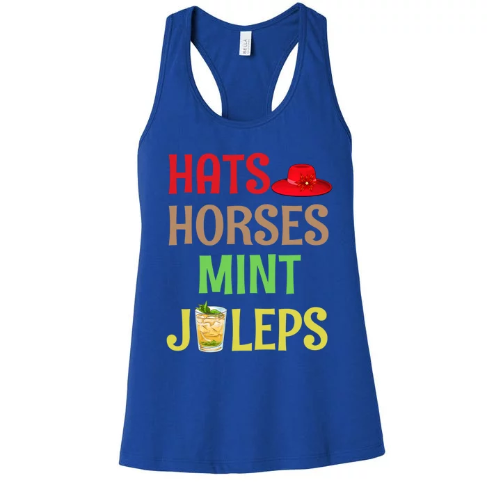 Hats Horses Mint Juleps Gift Funny Horse Racing Funny Gift Women's Racerback Tank