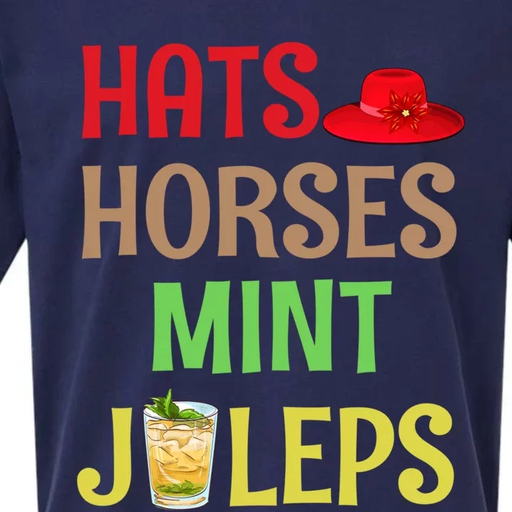 Hats Horses Mint Juleps Gift Funny Horse Racing Funny Gift Sueded Cloud Jersey T-Shirt