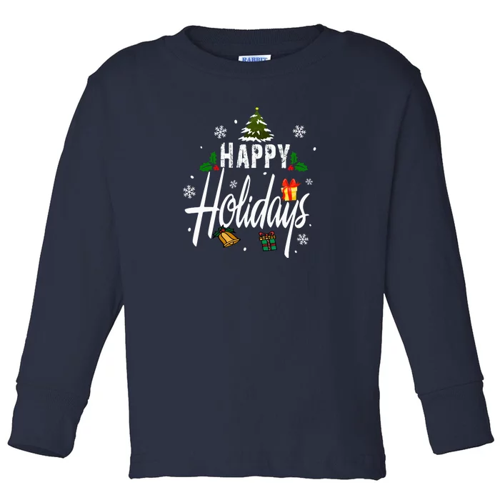 Happy Holidays | Merry Christmas Toddler Long Sleeve Shirt