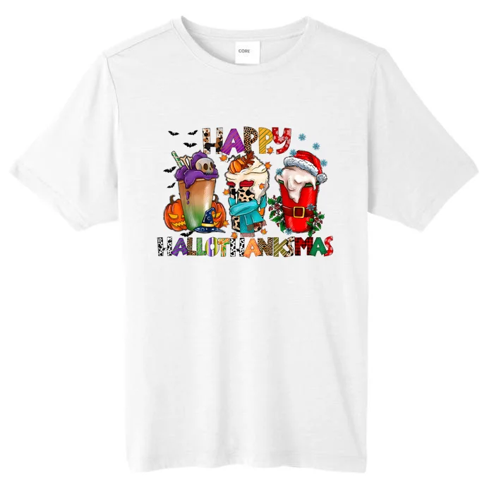 Happy Hallothanksmas Merry Christmas Thanksgiving Halloween ChromaSoft Performance T-Shirt