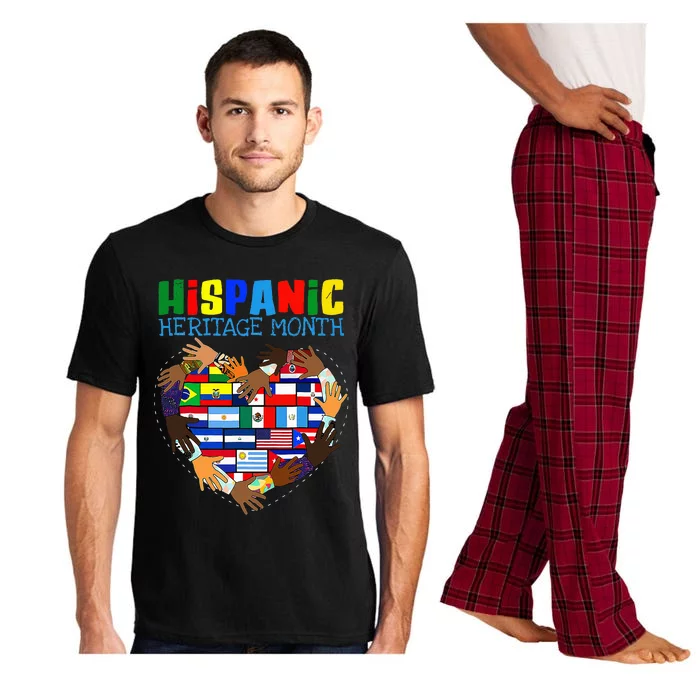 Hispanic Heritage Month All Countries Flag Heart Hands Pajama Set