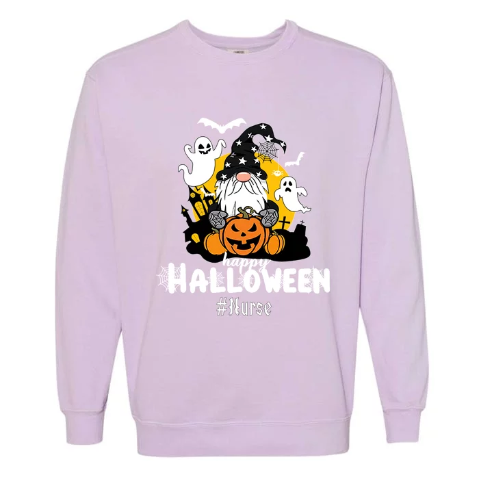 Happy Halloween Nurse Gnomes Ghosts Nurse Gift Garment-Dyed Sweatshirt