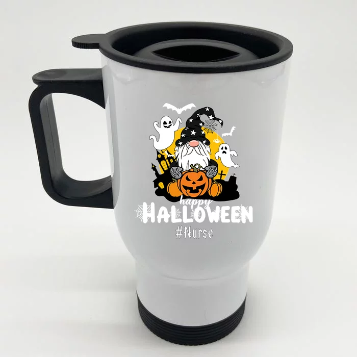 Happy Halloween Nurse Gnomes Ghosts Nurse Gift Front & Back Stainless Steel Travel Mug