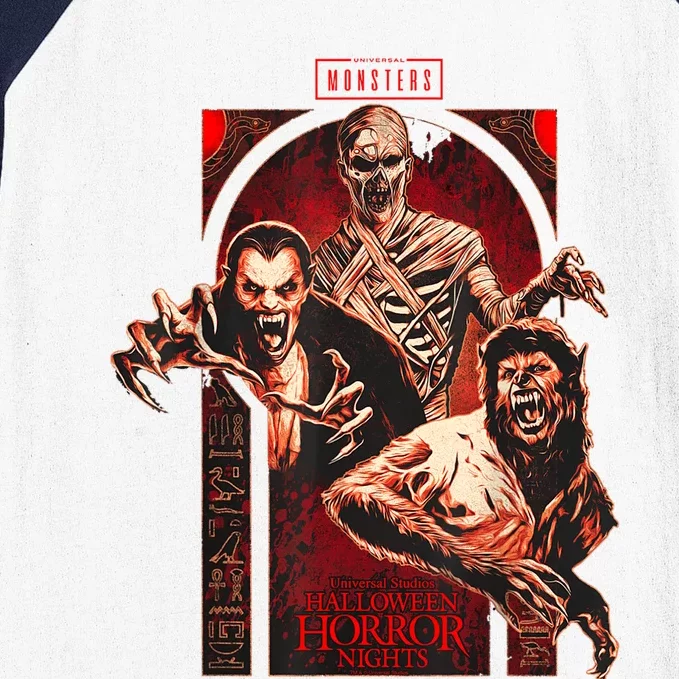 Halloween Horror Nights HHN Universal Monsters Baseball Sleeve Shirt