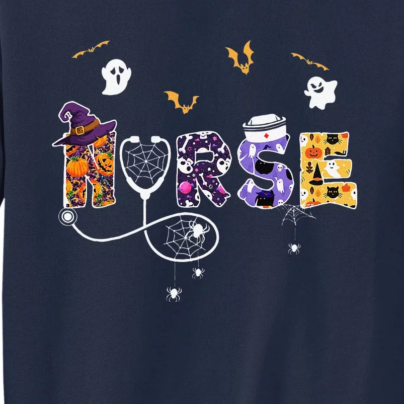 Happy Halloween Nurse Spooky Bats Boo Nightmare Tall Sweatshirt