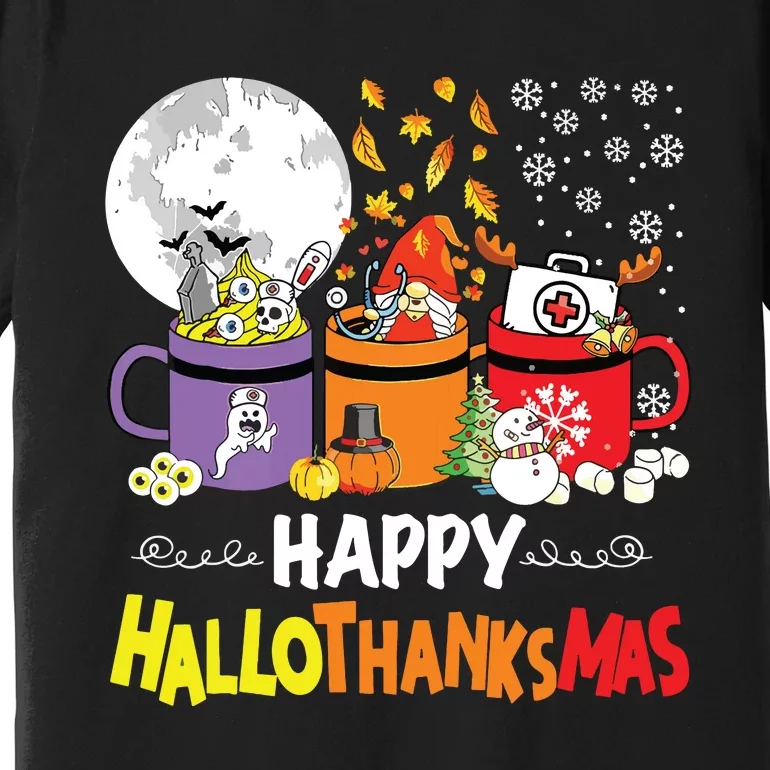 Happy Hallothanksmas Nurse Coffee Funny Halloween Nurse Premium T-Shirt