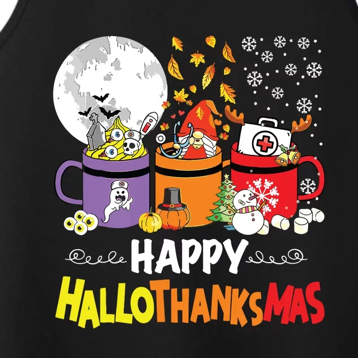 Happy Hallothanksmas Nurse Coffee Funny Halloween Nurse Performance Tank