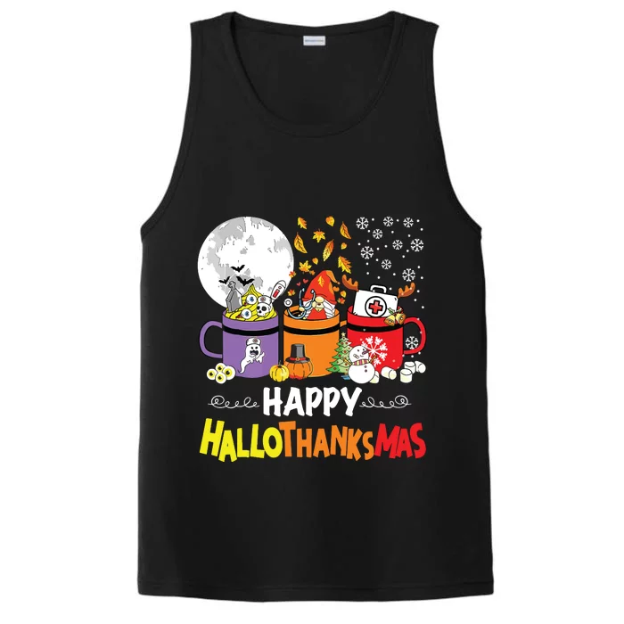 Happy Hallothanksmas Nurse Coffee Funny Halloween Nurse Performance Tank