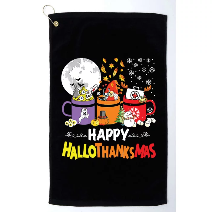 Happy Hallothanksmas Nurse Coffee Funny Halloween Nurse Platinum Collection Golf Towel