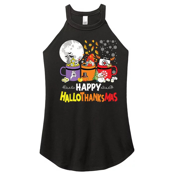 Happy Hallothanksmas Nurse Coffee Funny Halloween Nurse Women’s Perfect Tri Rocker Tank