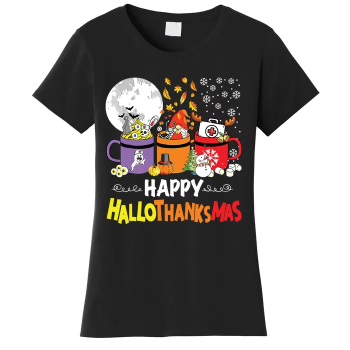 Happy Hallothanksmas Nurse Coffee Funny Halloween Nurse Women's T-Shirt