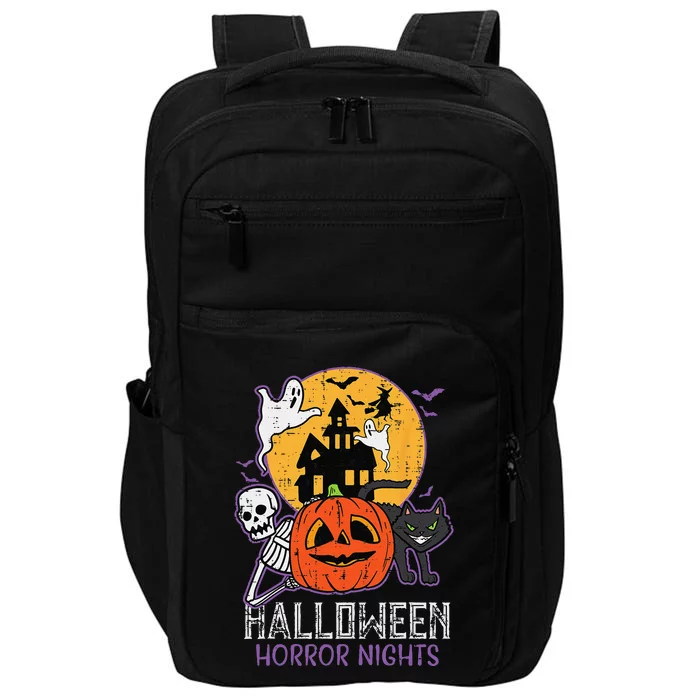 Halloween Horror Nights Retro Movie Poster Spooky Skeleton Impact Tech Backpack