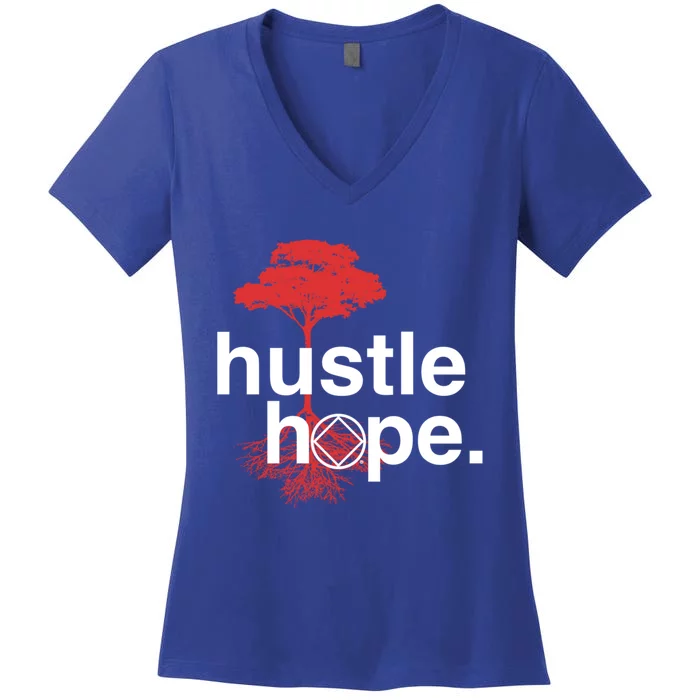 Hustle Hope Na Symbol Narcotics Anonymous Na Aa Gift Gift Women's V-Neck T-Shirt