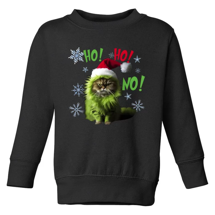 Ho Ho No Funny Bad Cat Christmas Toddler Sweatshirt