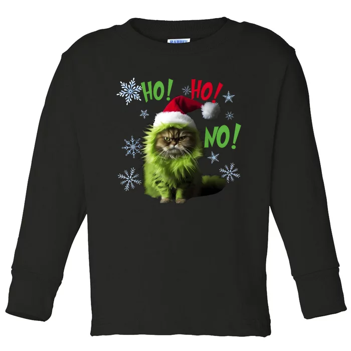 Ho Ho No Funny Bad Cat Christmas Toddler Long Sleeve Shirt