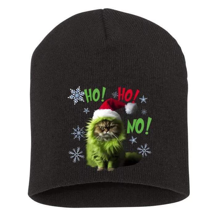 Ho Ho No Funny Bad Cat Christmas Short Acrylic Beanie