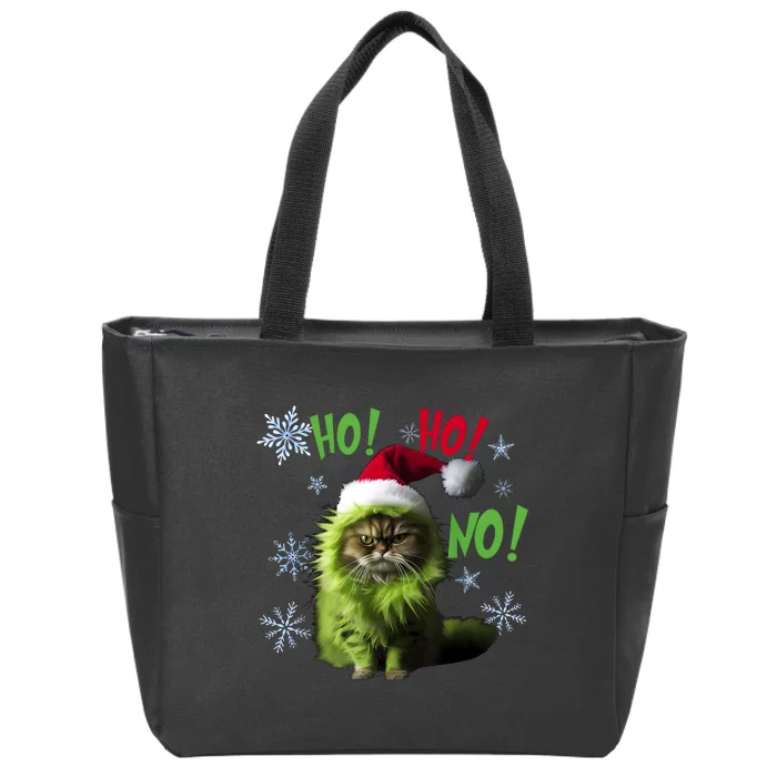 Ho Ho No Funny Bad Cat Christmas Zip Tote Bag